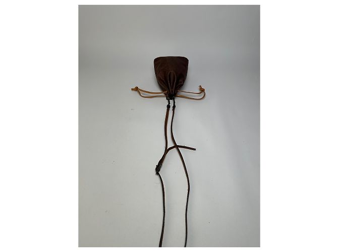 Vintage Etro Paisley Canvas Drawstring Bucket Bag c. 2000 Dark Brown Beige - view 9