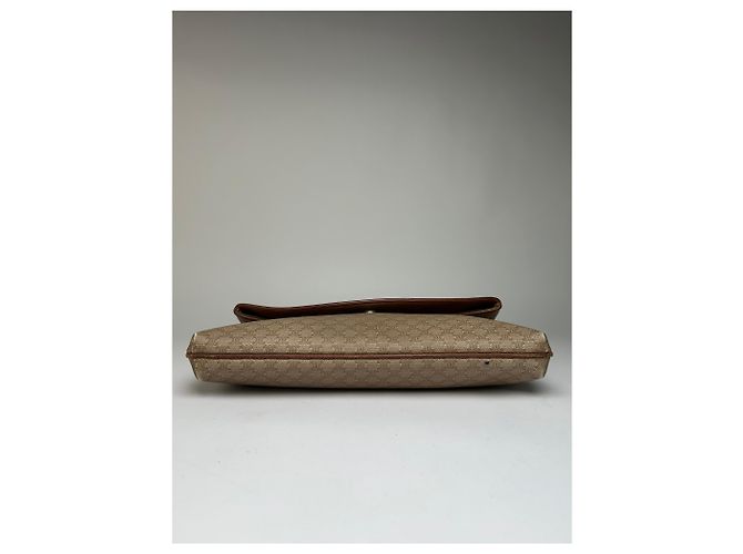 Céline Vintage Celine Macadam Canvas Flap Clutch Late 1980s Beige Brown - view 11