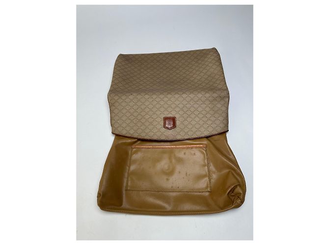 Céline Vintage Celine Macadam Canvas Flap Clutch Late 1980s Beige Brown - view 13