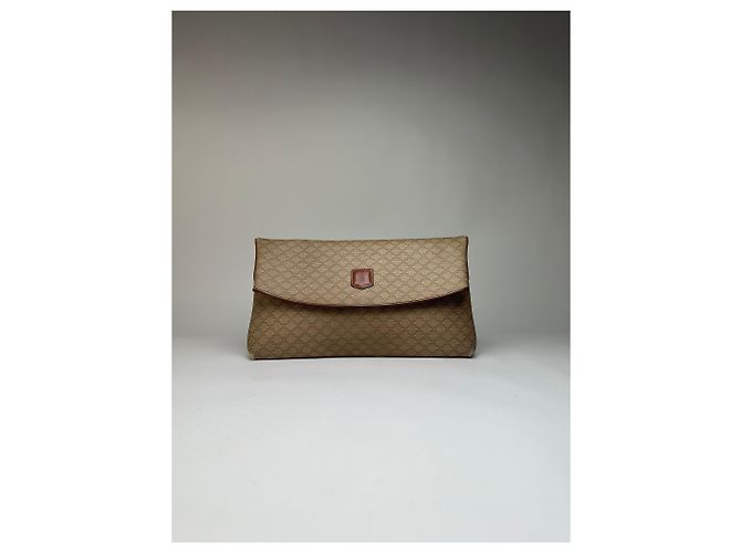 Céline Vintage Celine Macadam Canvas Flap Clutch Late 1980s Beige Brown - view 14