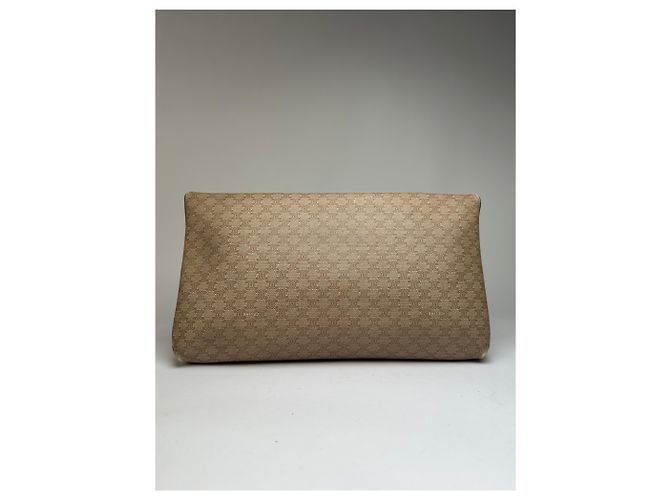 Céline Vintage Celine Macadam Canvas Flap Clutch Late 1980s Beige Brown - view 2