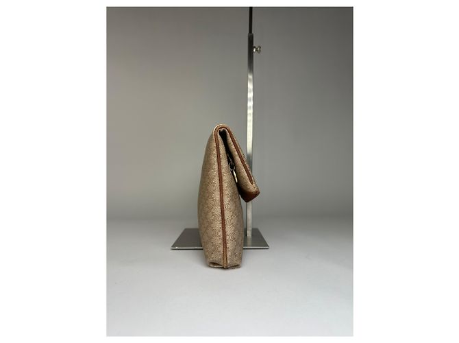 Céline Vintage Celine Macadam Canvas Flap Clutch Late 1980s Beige Brown - view 4