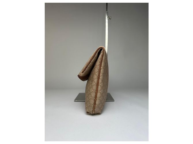 Céline Vintage Celine Macadam Canvas Flap Clutch Late 1980s Beige Brown - view 7