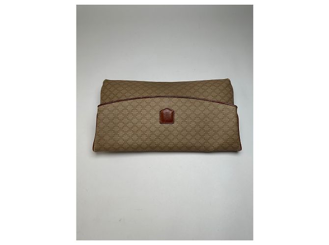 Céline Vintage Celine Macadam Canvas Flap Clutch Late 1980s Beige Brown - view 8