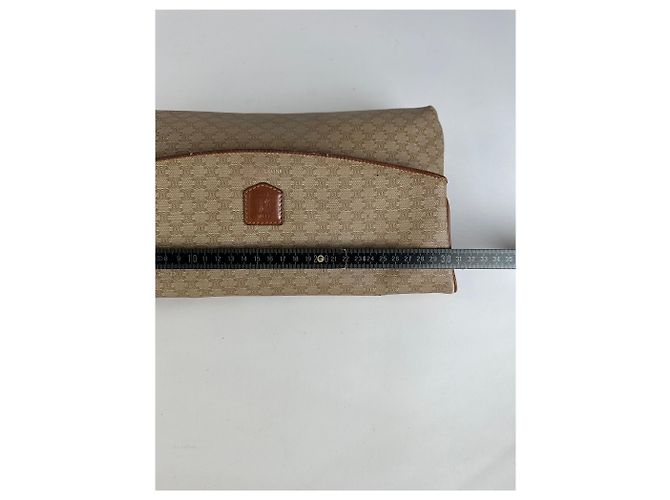 Céline Vintage Celine Macadam Canvas Flap Clutch Late 1980s Beige Brown - view 9