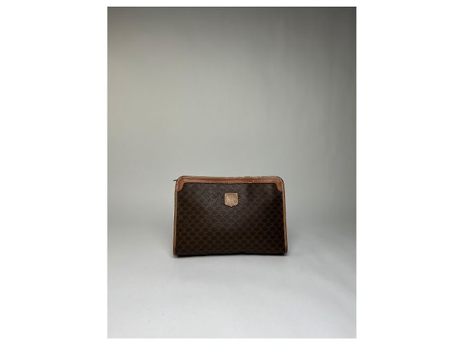 Edge Céline Vintage Celine Macadam Canvas Bifold Wallet Late 1980s Brown - view 12