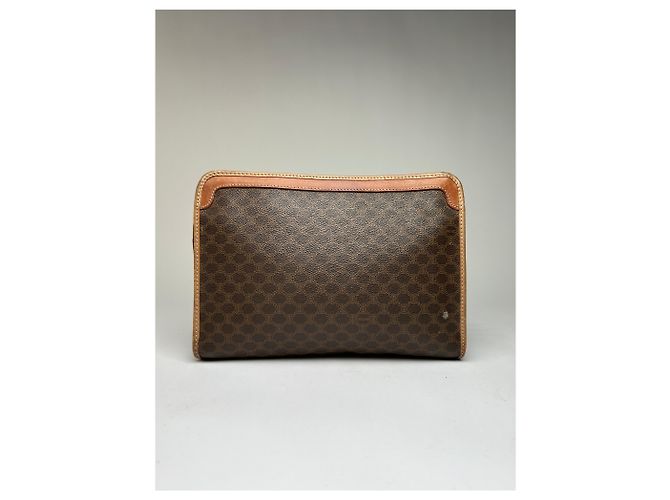 Edge Céline Vintage Celine Macadam Canvas Bifold Wallet Late 1980s Brown - view 2