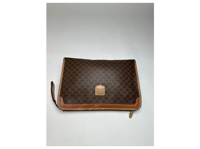 Edge Céline Vintage Celine Macadam Canvas Bifold Wallet Late 1980s Brown - view 7
