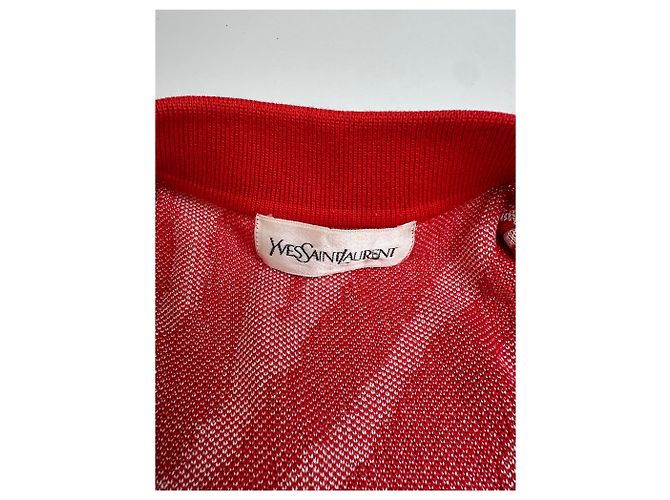 Vintage Yves Saint Laurent Strickkleid Zebra Ende der 1990er Jahre rot weiß M - Ansicht 4