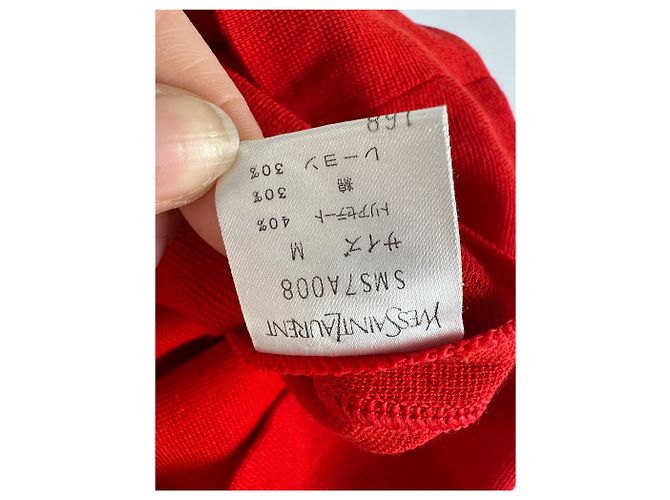 Vintage Yves Saint Laurent Strickkleid Zebra Ende der 1990er Jahre rot weiß M - Ansicht 8