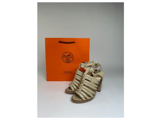 Vintage Hermes Hermès Lackleder Sandaletten Beige Pink EU36.5 - Ansicht 4