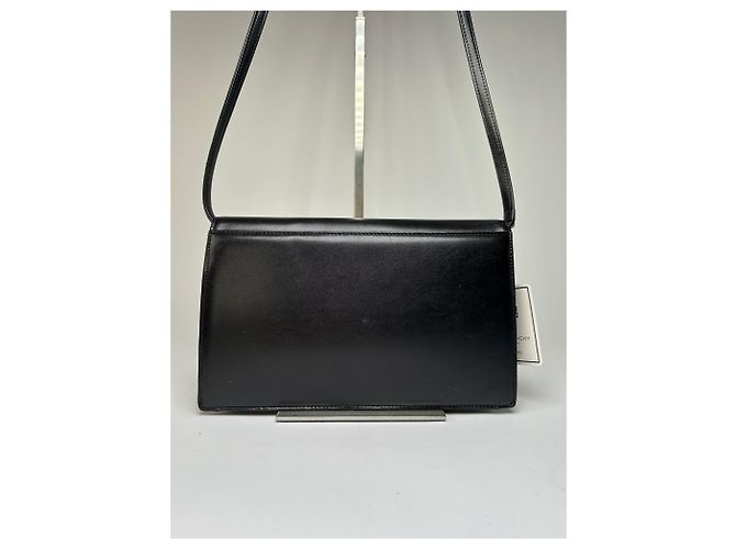 Vintage Givenchy 4G Logo Leder-Crossbody-Bag mit Klappe Ende der 1980er Jahre Schwarz - Ansicht 14