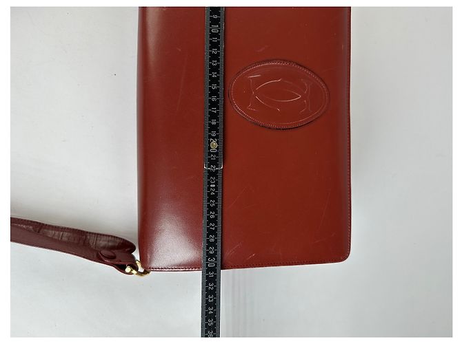 Borsa a tracolla con patta Vintage Cartier Must de Cartier c. fine anni '80 Burgundy Bordò - vista 10