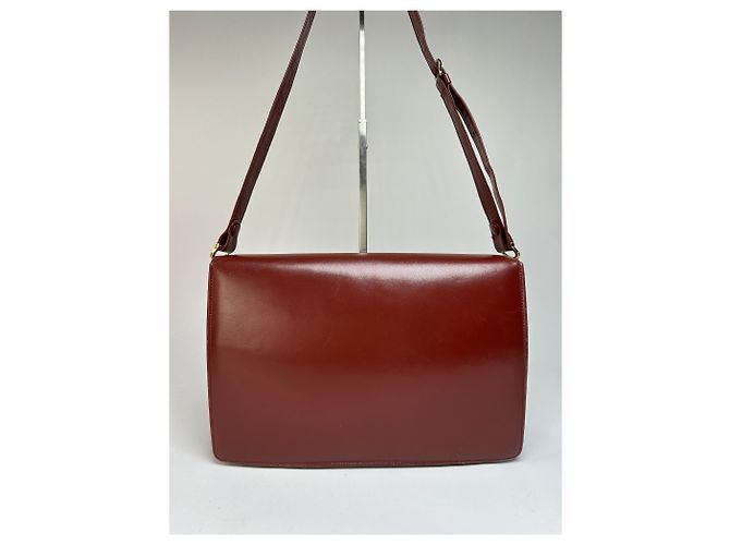 Borsa a tracolla con patta Vintage Cartier Must de Cartier c. fine anni '80 Burgundy Bordò - vista 14