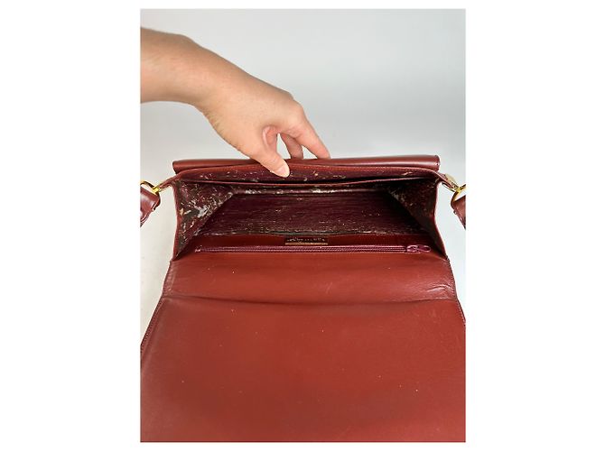 Borsa a tracolla con patta Vintage Cartier Must de Cartier c. fine anni '80 Burgundy Bordò - vista 15