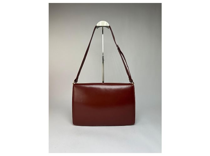 Borsa a tracolla con patta Vintage Cartier Must de Cartier c. fine anni '80 Burgundy Bordò - vista 2