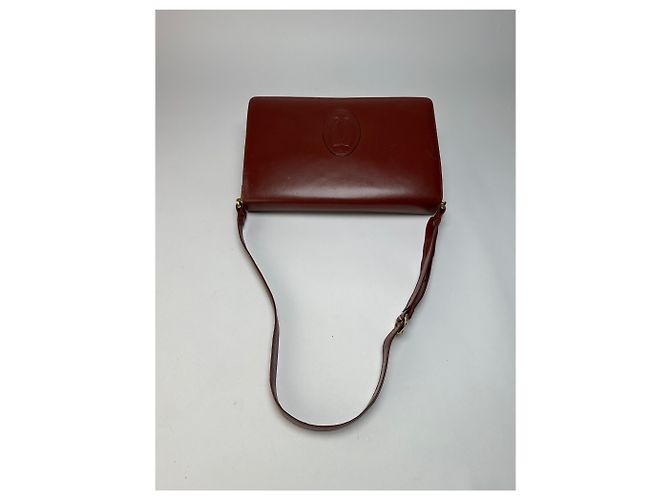 Borsa a tracolla con patta Vintage Cartier Must de Cartier c. fine anni '80 Burgundy Bordò - vista 9