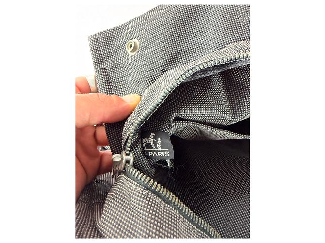 Vintage Hermes Hermès Herline Canvas Tote Dunkelgrau Schwarz - Ansicht 4