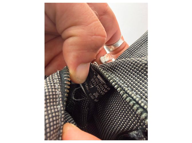 Vintage Hermes Hermès Herline Canvas Tote Dunkelgrau Schwarz - Ansicht 5