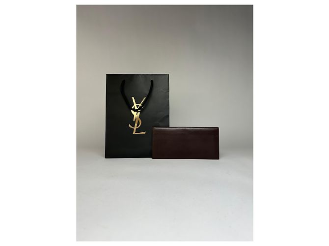 Vintage Yves Saint Laurent Bifold Leather Wallet Late 1990s Dark Brown - view 2