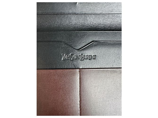 Vintage Yves Saint Laurent Bifold Leather Wallet Late 1990s Dark Brown - view 4