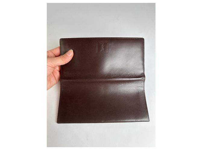 Vintage Yves Saint Laurent Bifold Leather Wallet Late 1990s Dark Brown - view 5