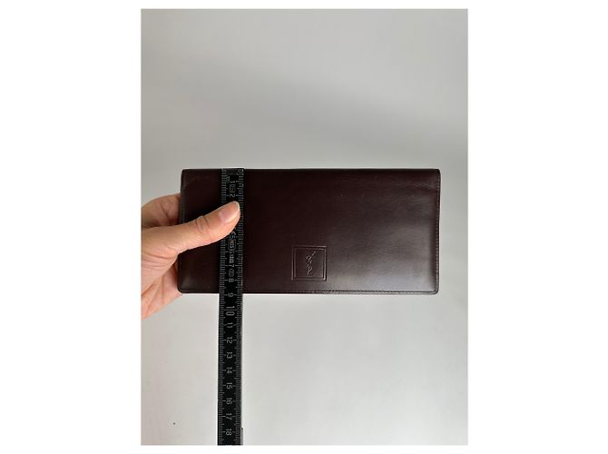Vintage Yves Saint Laurent Bifold Leather Wallet Late 1990s Dark Brown - view 7