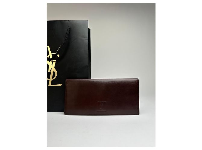 Vintage Yves Saint Laurent Bifold Leather Wallet Late 1990s Dark Brown - view 8