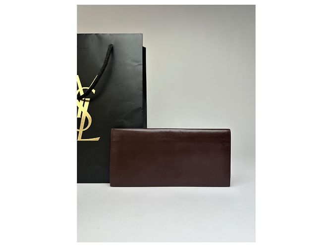 Vintage Yves Saint Laurent Bifold Leather Wallet Late 1990s Dark Brown - view 9