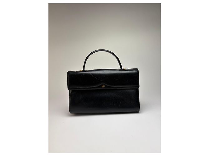 Vintage Givenchy 4G Logo Strukturierte Ledertasche Ende der 1970er Jahre Schwarz - Ansicht 11