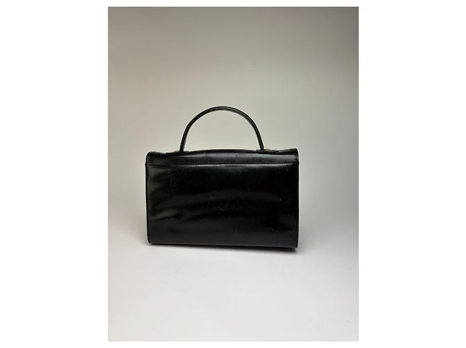 Vintage Givenchy 4G Logo Strukturierte Ledertasche Ende der 1970er Jahre Schwarz - Ansicht 12