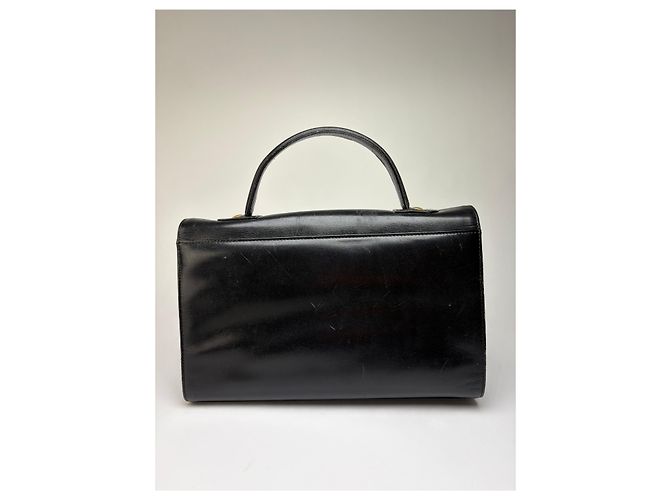 Vintage Givenchy 4G Logo Strukturierte Ledertasche Ende der 1970er Jahre Schwarz - Ansicht 2