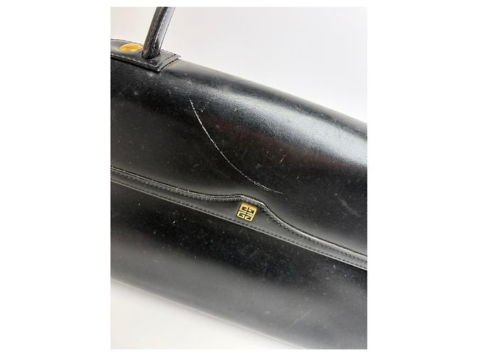 Vintage Givenchy 4G Logo Strukturierte Ledertasche Ende der 1970er Jahre Schwarz - Ansicht 5