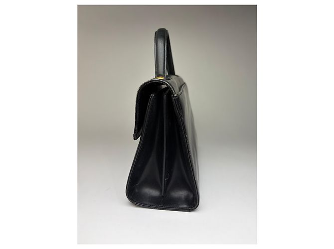 Vintage Givenchy 4G Logo Strukturierte Ledertasche Ende der 1970er Jahre Schwarz - Ansicht 6