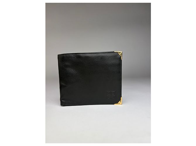 Vintage Givenchy 4G Logo Bifold Wallet c. Late 1970s Black Gold - view 2