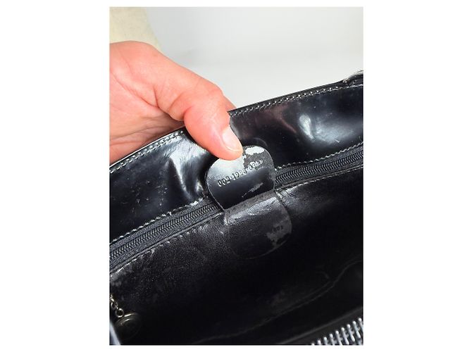 Vintage Gucci Lackleder Tote Ende 1990er Schwarz Silber - Ansicht 5