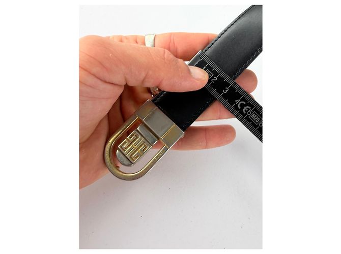 Vintage Givenchy 4G Logo Ledergürtel ca. Ende der 1970er Jahre Schwarz Gold - Ansicht 10