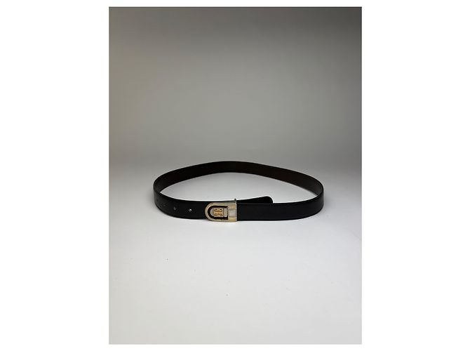 Vintage Givenchy 4G Logo Ledergürtel ca. Ende der 1970er Jahre Schwarz Gold - Ansicht 11