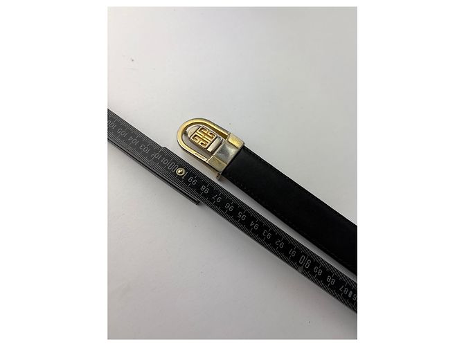 Vintage Givenchy 4G Logo Ledergürtel ca. Ende der 1970er Jahre Schwarz Gold - Ansicht 9