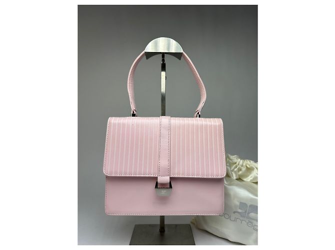 Vintage Courreges Schultertasche mit Klappe aus hellrosa Leder ca. Anfang der 2000er Jahre Pink - Ansicht 11