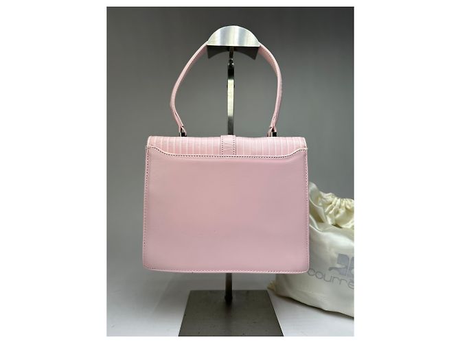 Vintage Courreges Schultertasche mit Klappe aus hellrosa Leder ca. Anfang der 2000er Jahre Pink - Ansicht 12