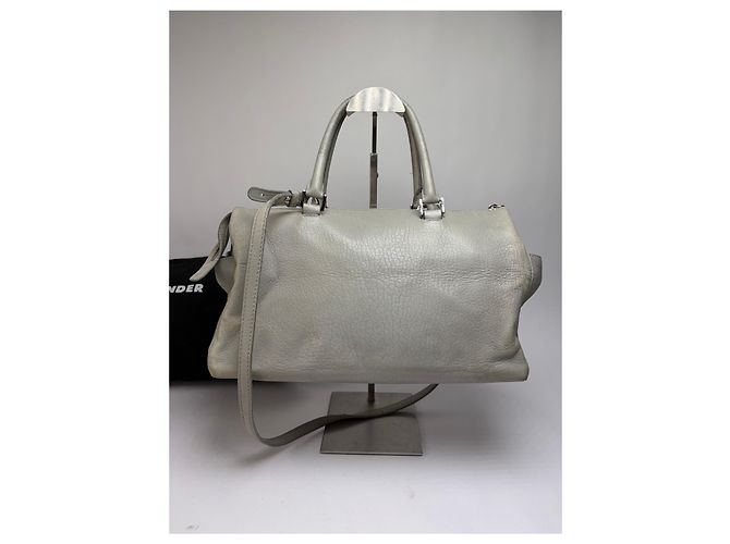Autre Marque Vintage Jil Structured Pebbled Leather Top-Handle Bag c. 2010 Light Grey - view 10