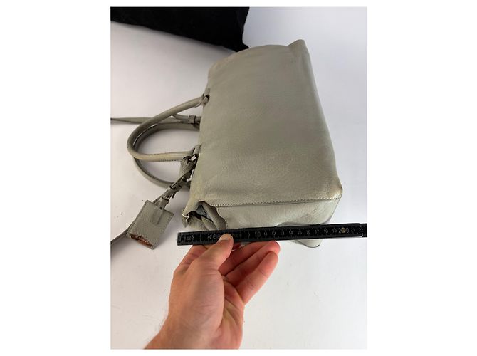 Autre Marque Vintage Jil Structured Pebbled Leather Top-Handle Bag c. 2010 Light Grey - view 12