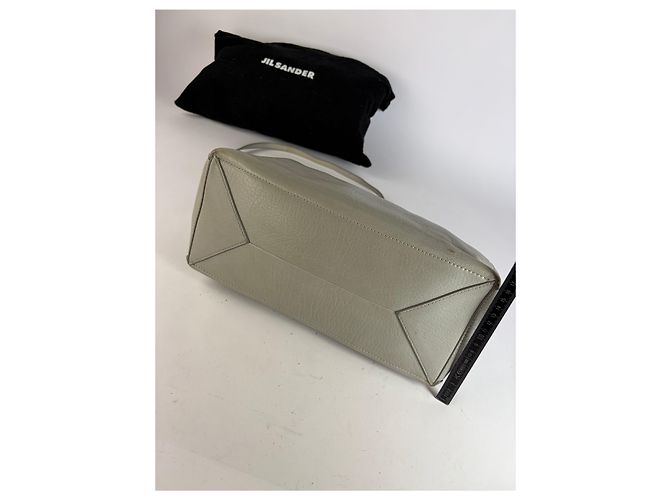 Autre Marque Vintage Jil Structured Pebbled Leather Top-Handle Bag c. 2010 Light Grey - view 13