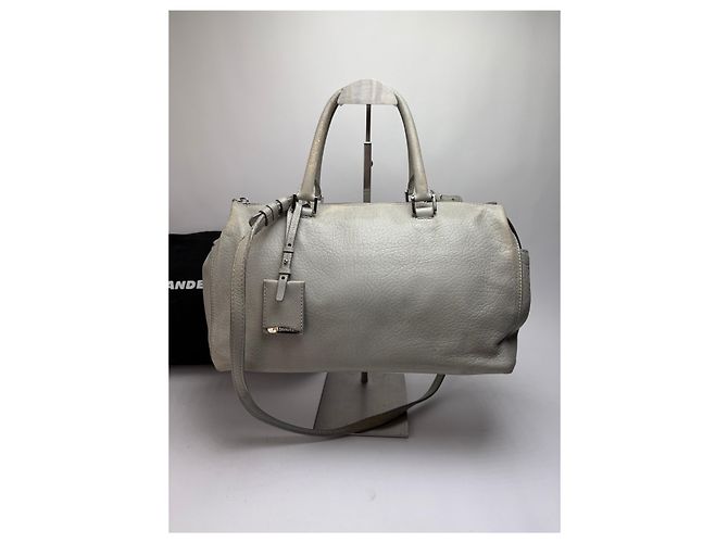 Autre Marque Vintage Jil Structured Pebbled Leather Top-Handle Bag c. 2010 Light Grey - view 14