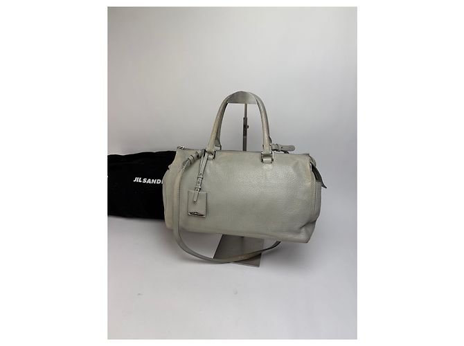Autre Marque Vintage Jil Structured Pebbled Leather Top-Handle Bag c. 2010 Light Grey - view 15