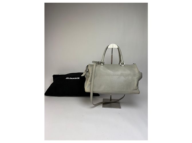 Autre Marque Vintage Jil Structured Pebbled Leather Top-Handle Bag c. 2010 Light Grey - view 2