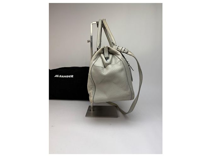 Autre Marque Vintage Jil Structured Pebbled Leather Top-Handle Bag c. 2010 Light Grey - view 7