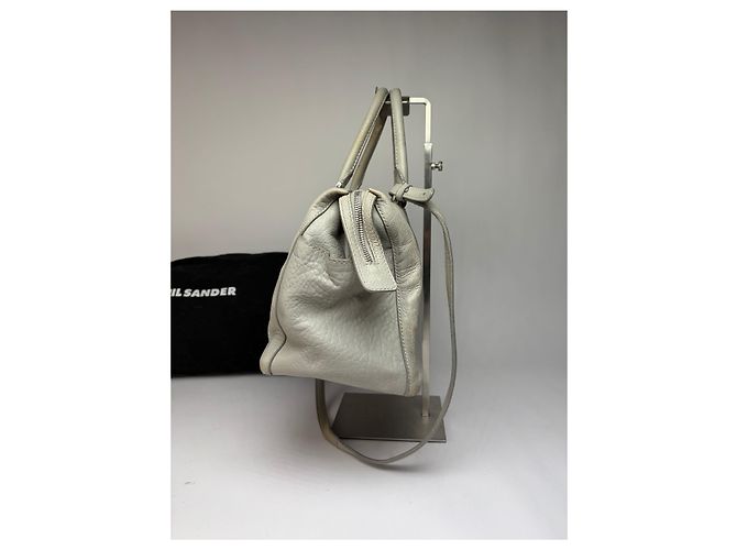 Autre Marque Vintage Jil Structured Pebbled Leather Top-Handle Bag c. 2010 Light Grey - view 9