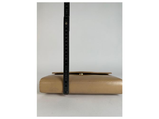Vintage Givenchy Flap Crossbody Bag Light Beige Gold-Tone Chain Metallic - view 11